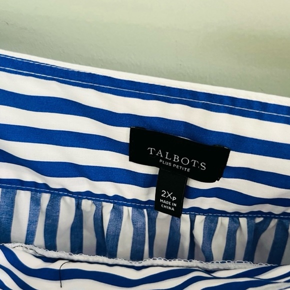 Talbots Striped Scalloped Sleeve Top Size 2XP - Picture 5 of 5